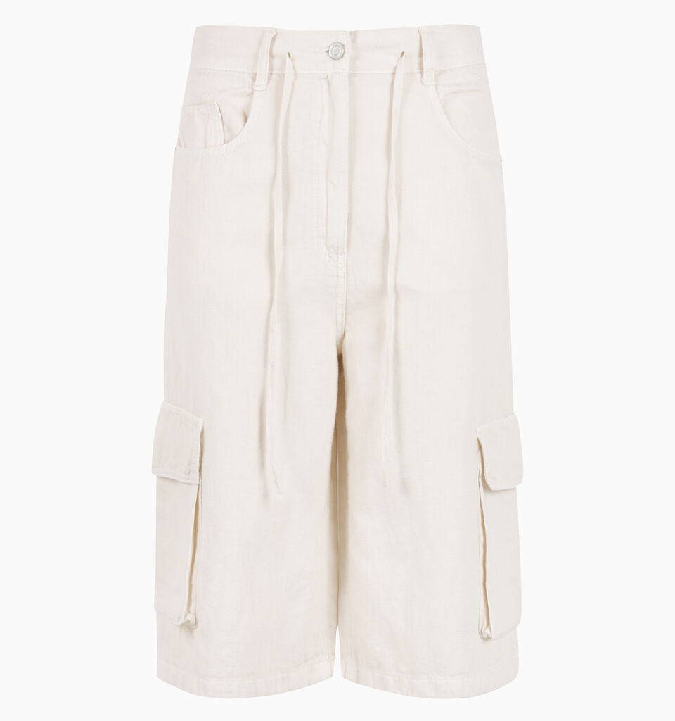 Bermuda cargo in denim  - sisley k pantaloncini jeans - Bianco Panna | Sisley K image number 1